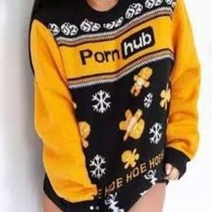 ISO PORNHUB BLACK AND YELLOW CHRISTMAS SWEATER